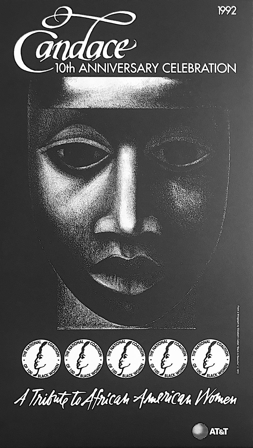 Elizabeth Catlett Portrait Print - CANDACE 1992 Tribute To African American Women, Black Woman Face Portrait 