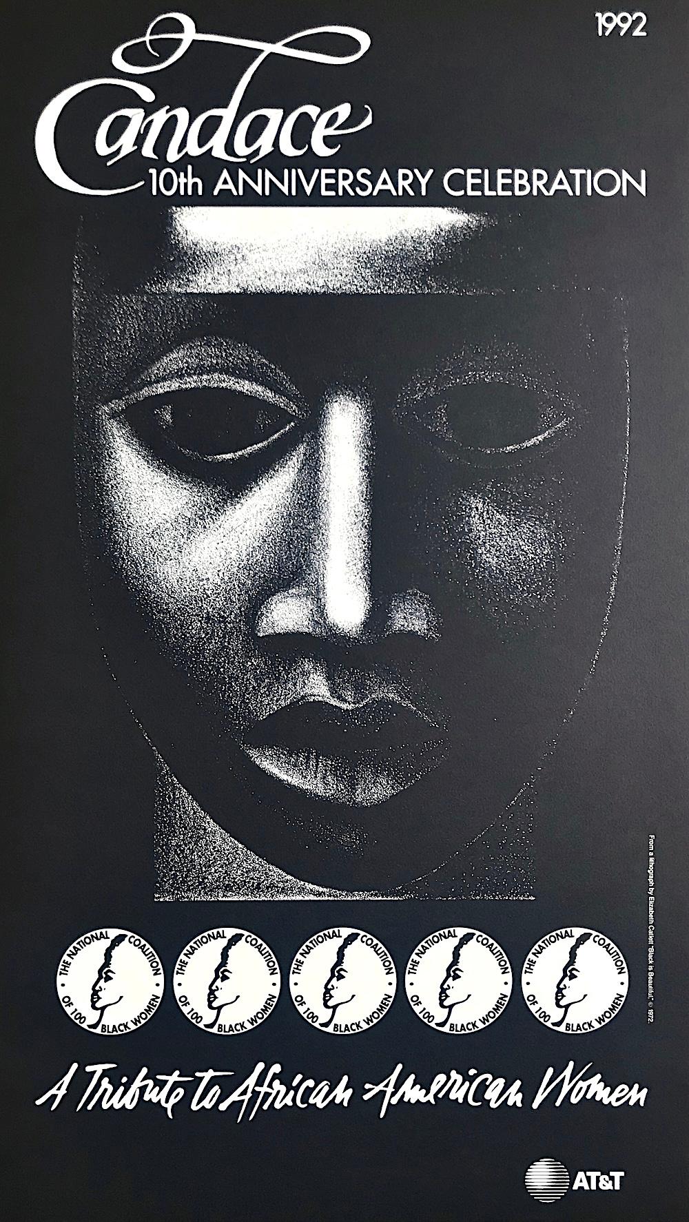 Elizabeth Catlett Portrait Print - CANDACE 1992 Tribute To African American Women Black Woman Graphic Portrait Head