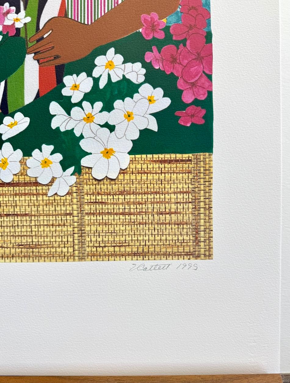 CHILDREN WITH FLOWERS Litografia firmata, ritratto multiculturale, volti sorridenti in vendita 3
