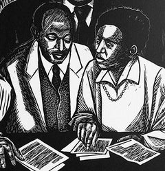 CRUSADERS FOR JUSTICE Signed Linocut Portrait, Thurgood Marshall, Civil Rights
