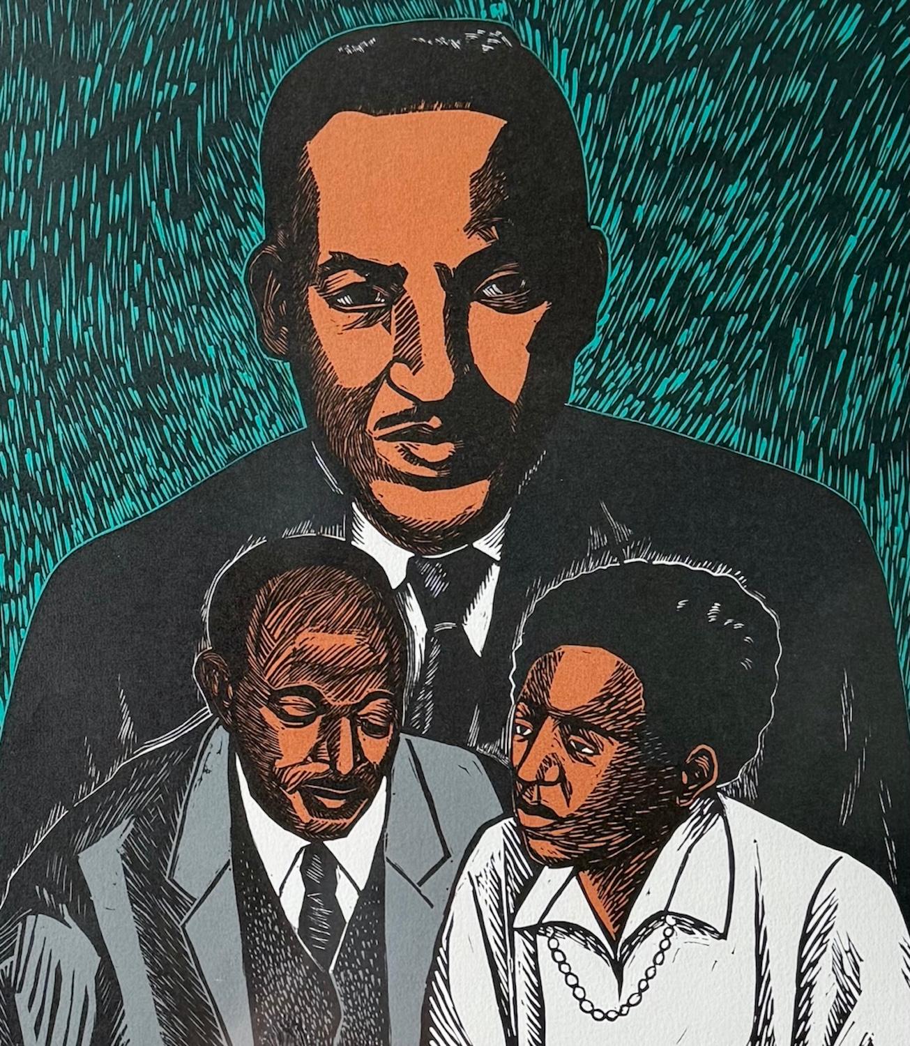 CRUSADERS FOR JUSTICE Signed Linocut, Thurgood Marshall Portrait, Civil Rights - Contemporary Print by Elizabeth Catlett