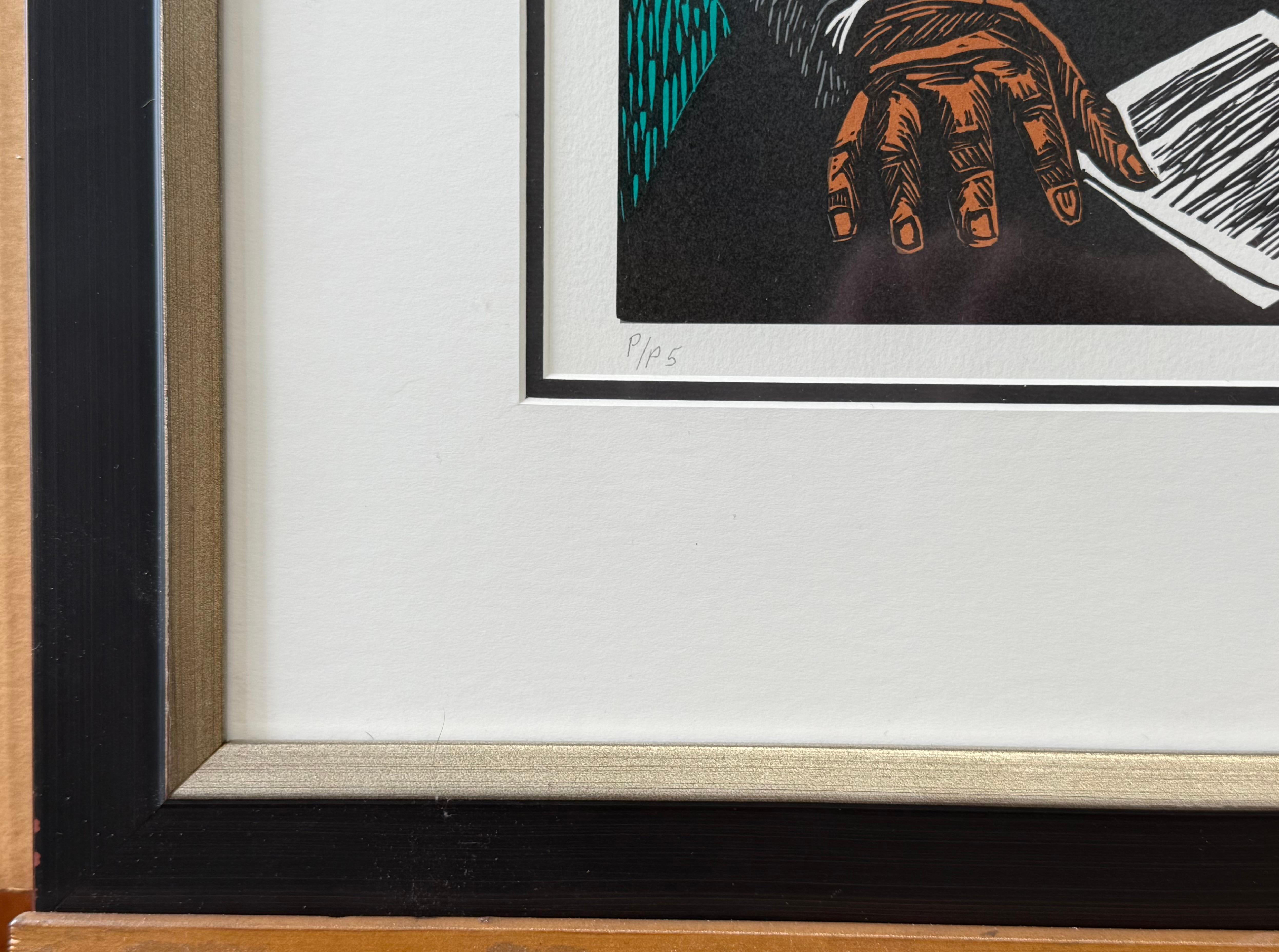 CRUSADERS FOR JUSTICE Signed Linocut, Thurgood Marshall Portrait, Civil Rights For Sale 1