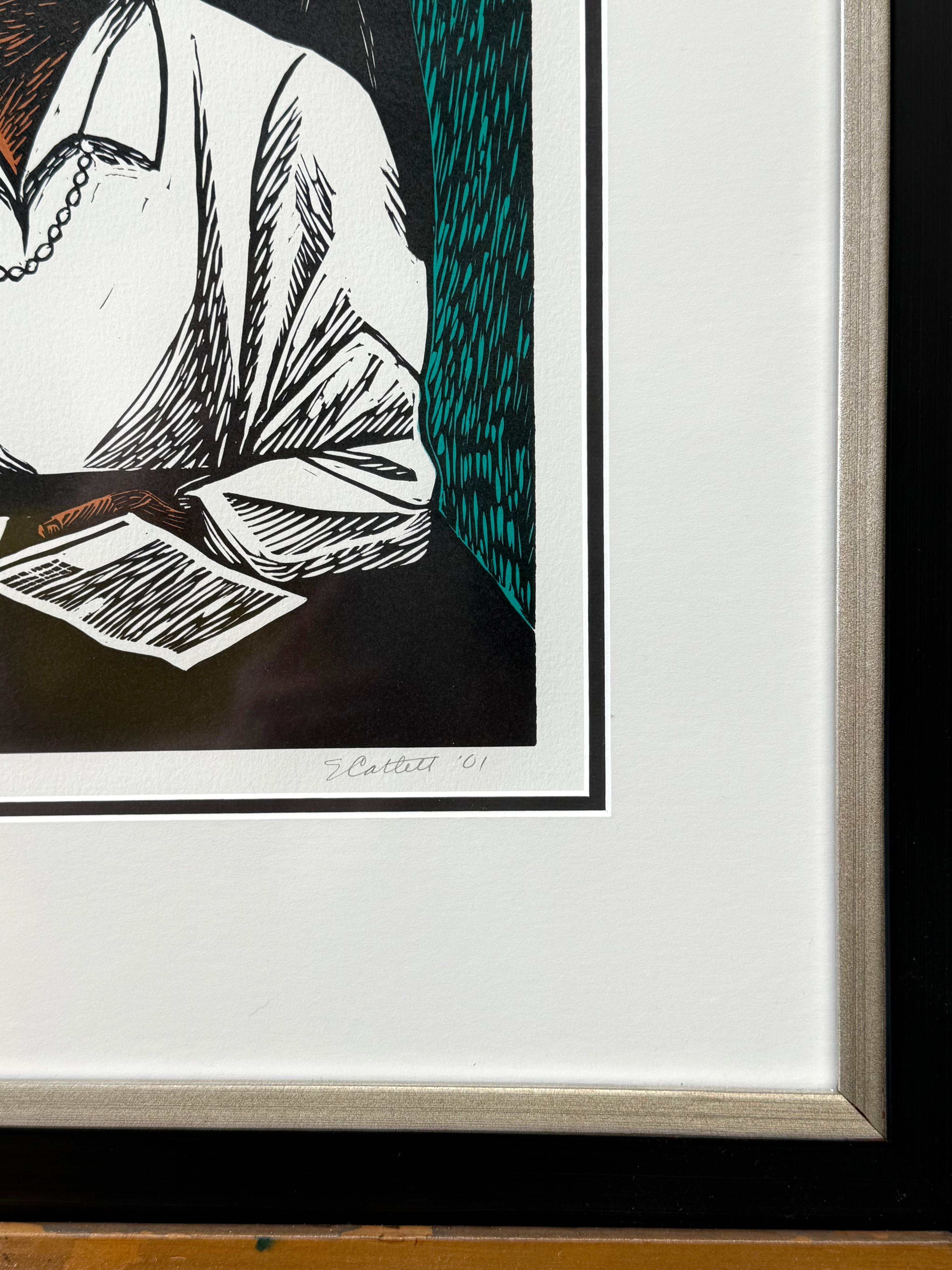 CRUSADERS FOR JUSTICE Signed Linocut, Thurgood Marshall Portrait, Civil Rights For Sale 2