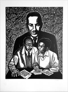 CRUSADERS FOR JUSTICE, Signed Linocut Portrait, Thurgood Marshall, Civil Rights