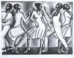 DANCING II, Signed Lithograph, African American Culture, Black Dancers
