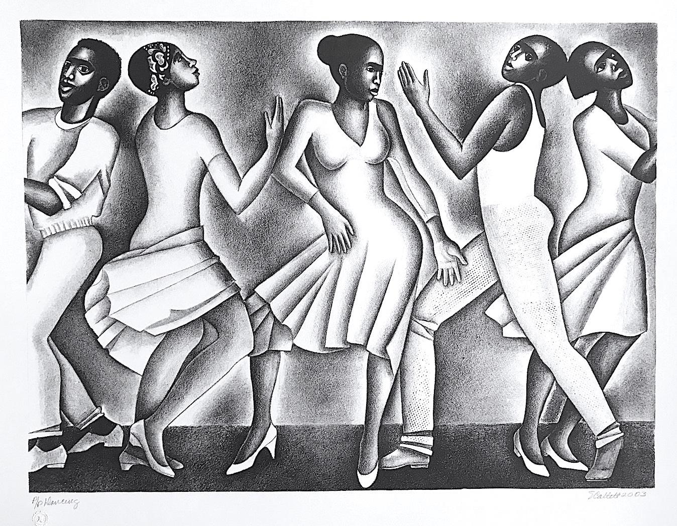 DANCING II, Signed Lithograph, Black and White Dance Portrait, Black Culture