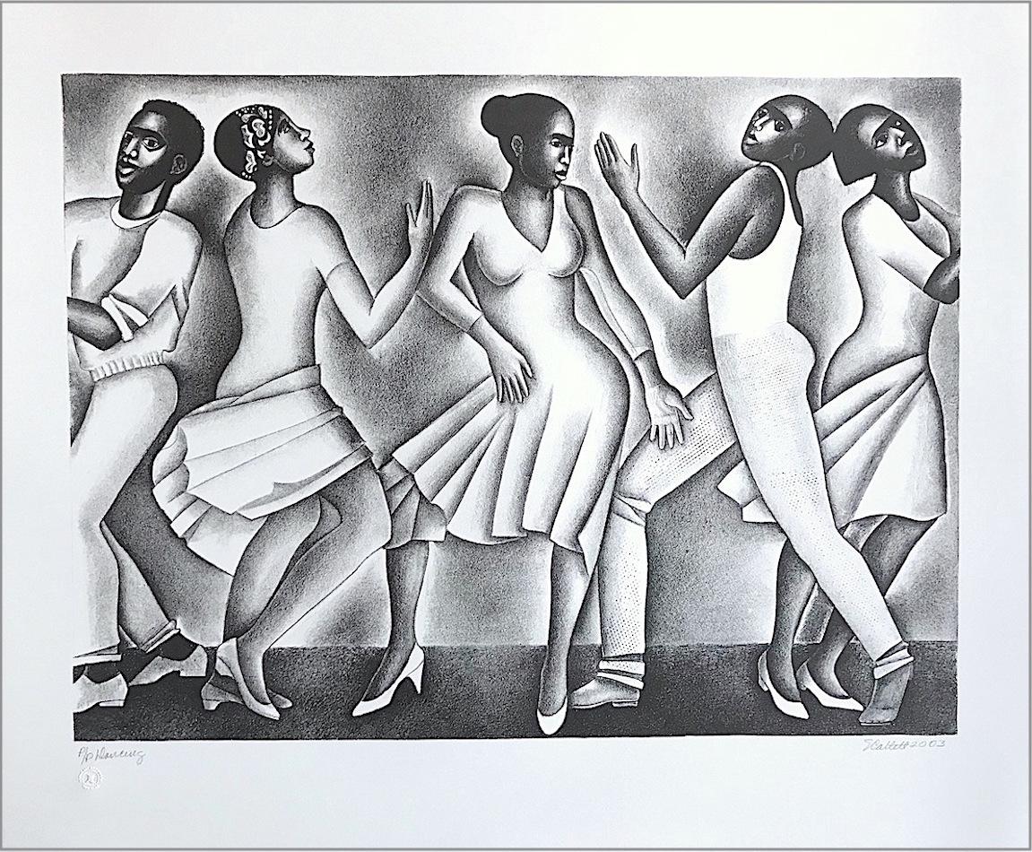 Elizabeth Catlett Portrait Print - DANCING II, Signed Lithograph, Men Women Dance Portrait, Black Culture