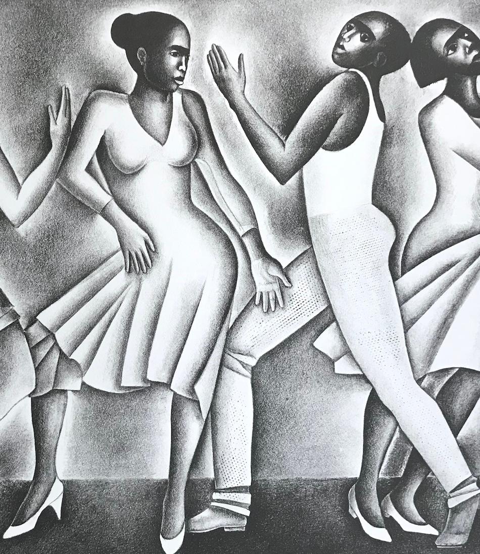 DANCING II, Litografia firmata, Ritratto di danza uomo-donna, Cultura nera - Print Contemporaneo di Elizabeth Catlett