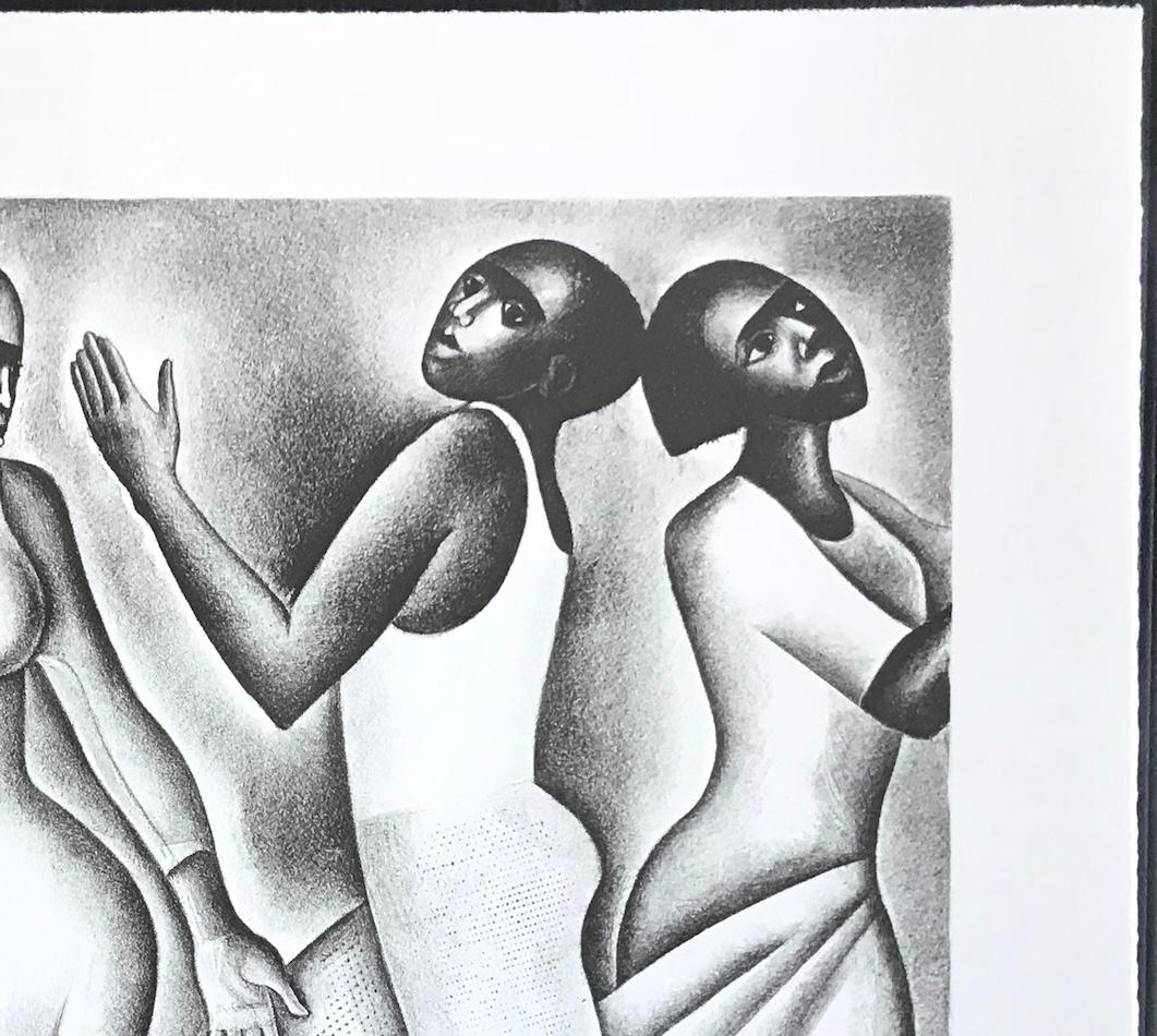 DANCING II, Litografia firmata, Ritratto di danza uomo-donna, Cultura nera in vendita 1