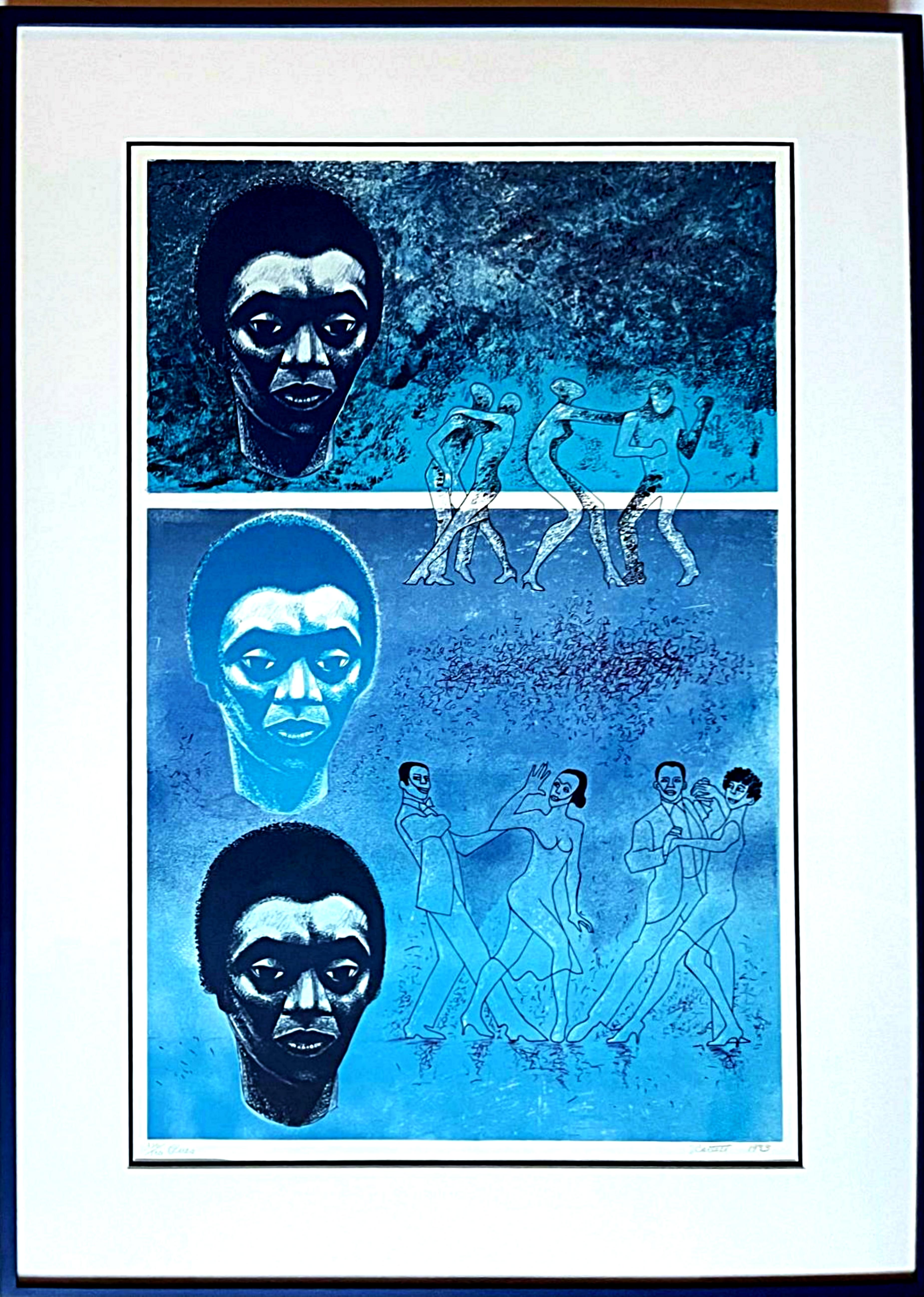 Elizabeth Catlett - Blues, signed/N lithograph, African American artist, Framed