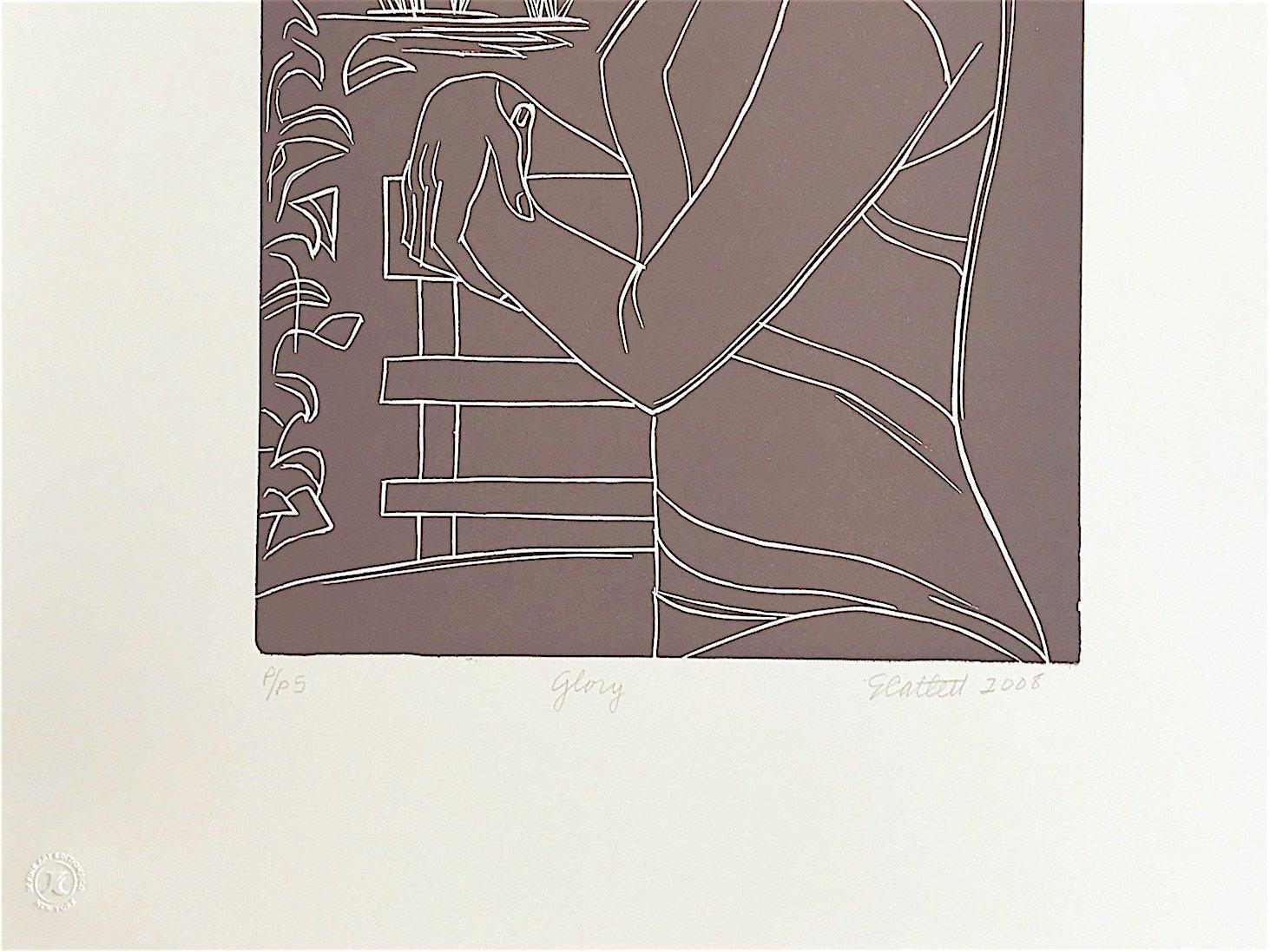 GLORY is a hand pulled original limited edition relief print created using linocut printmaking techniques on cream colored archival Pescia paper, made in Italy, 100% acid free. Pencil signed, titled, dated by Ms. Catlett on the lower margin,
