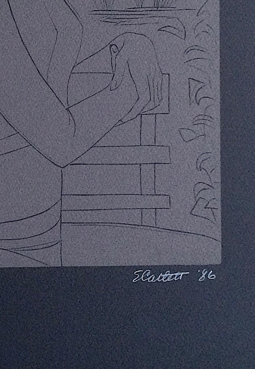 GLORIA Linograbado firmado sobre arcos negros, Retrato de mujer negra de perfil de pie en venta 2