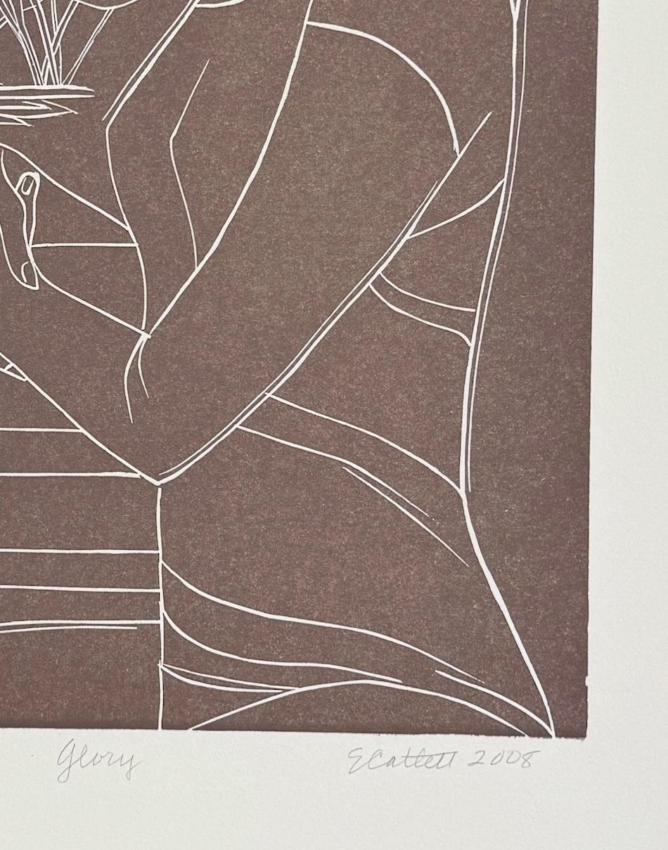 GLORIA Linograbado Firmado, Topo Opaco, Papel Topo, Retrato de Perfil Mujer Negra en venta 2