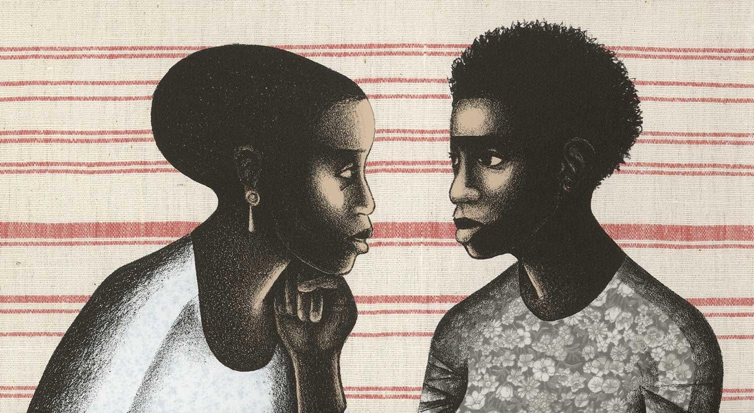 Gossip (Two African American women share their views on life and love) - Print by Elizabeth Catlett