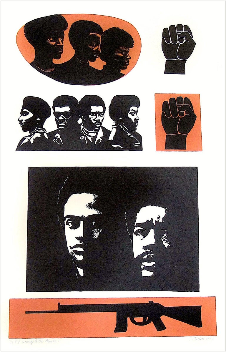 <i>Homage to the Panthers</i>, 1993, by Elizabeth Catlett, offered by Mojo Portfolio