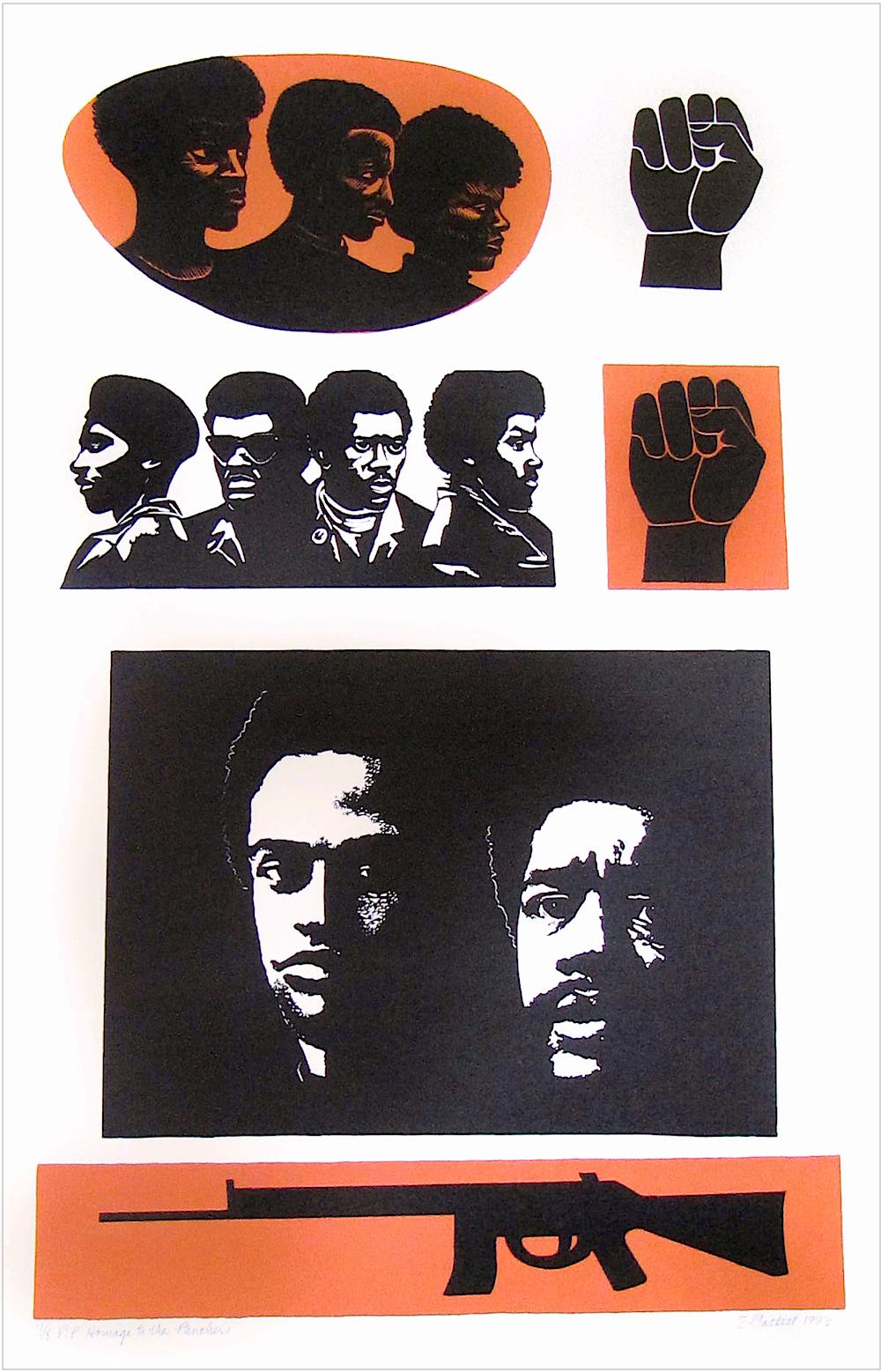HOMAGE TO THE PANTHERS Signed Lithograph Portrait Black Power Movement, Activism For Sale 1