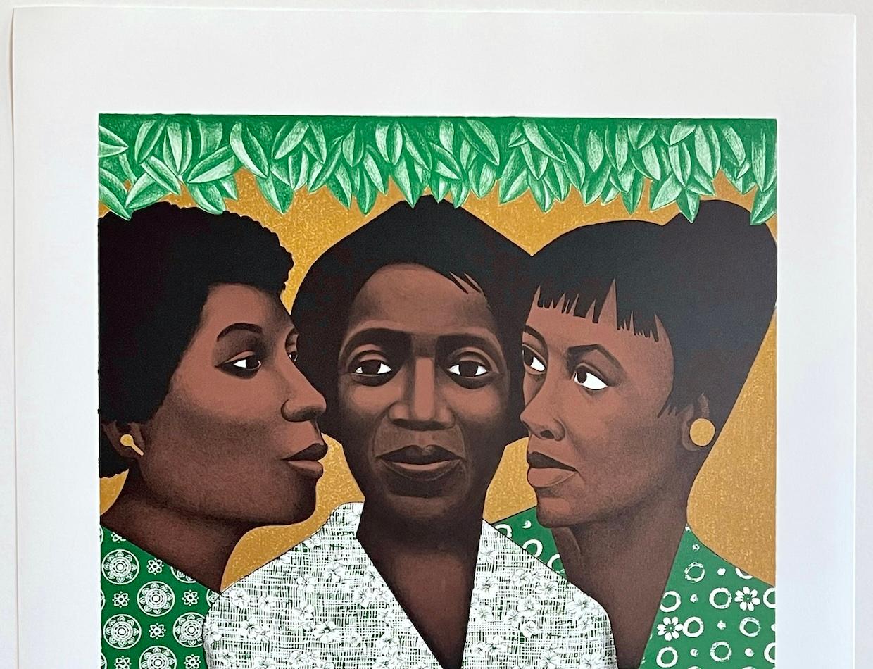 LINKS TOGETHER Litografía original 1996 Póster artístico conmemorativo, Mujeres negras en venta 2
