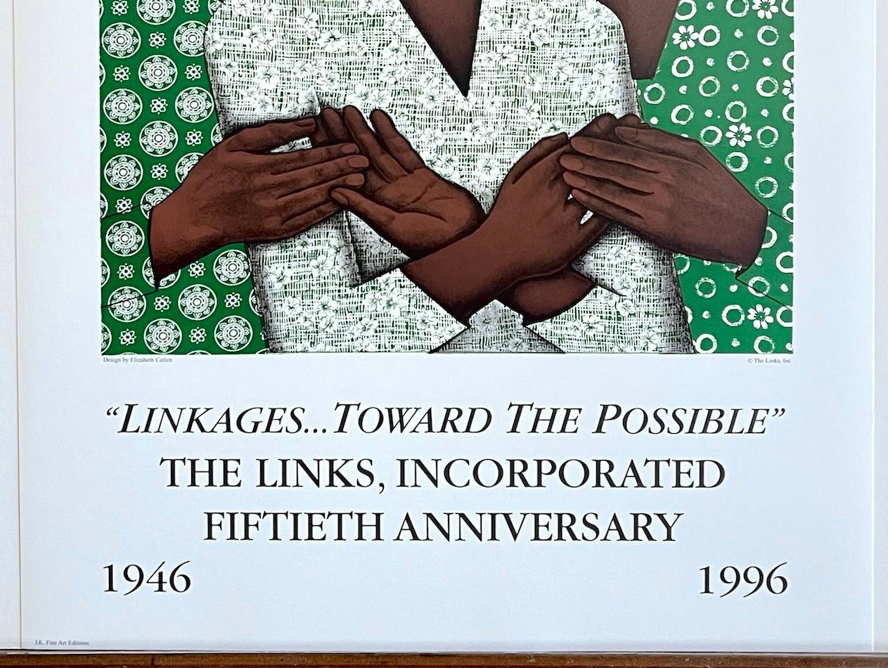LINKS TOGETHER Litografía original 1996 Póster artístico conmemorativo, Mujeres negras en venta 3