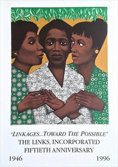 LINKS TOGETHER, affiche d'art commémoratif 1996, femmes noires