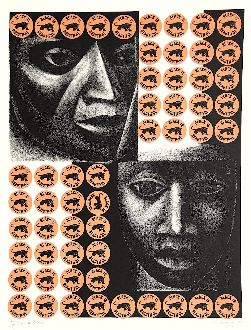 NEGRO ES BELLO II Signierte Lithographie, Schwarz ist schön, Schwarze Power Movement – Print von Elizabeth Catlett