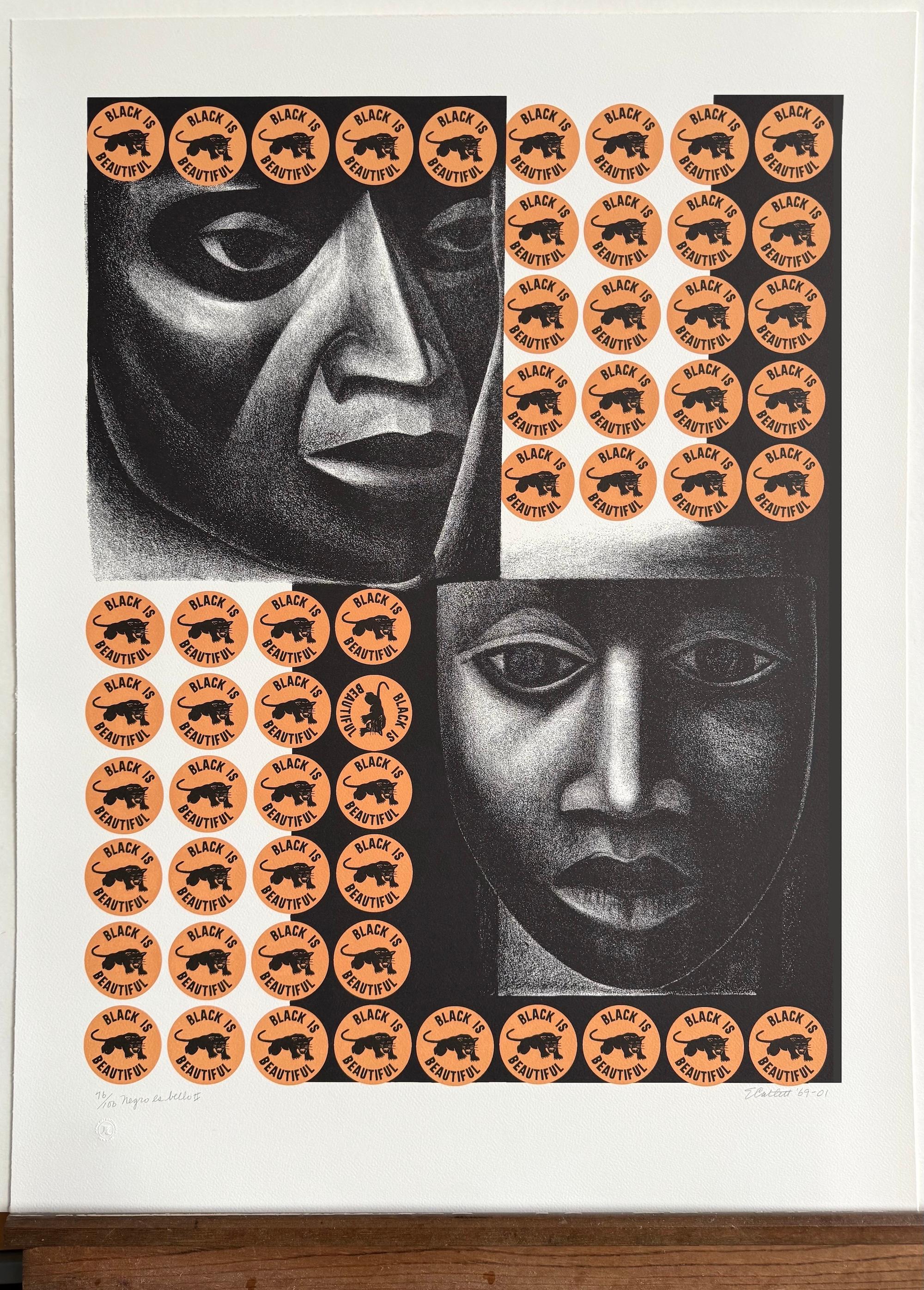 NEGRO ES BELLO II Signed Lithograph, Black Is Beautiful, Black Power Movement - Print by Elizabeth Catlett