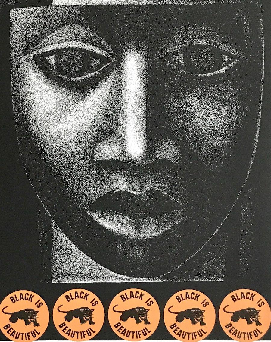 NEGRO ES BELLO II Signed Lithograph, Black Is Beautiful, Black Power Movement - Beige Animal Print by Elizabeth Catlett