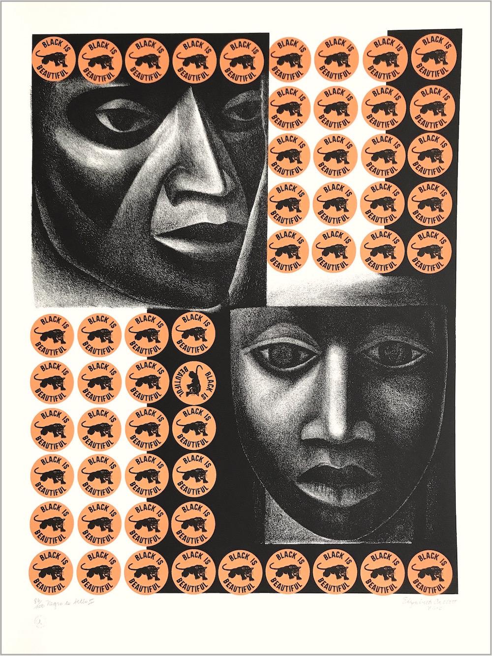 Elizabeth Catlett Animal Print - NEGRO ES BELLO II Signed Lithograph, Black Is Beautiful, Black Power Movement