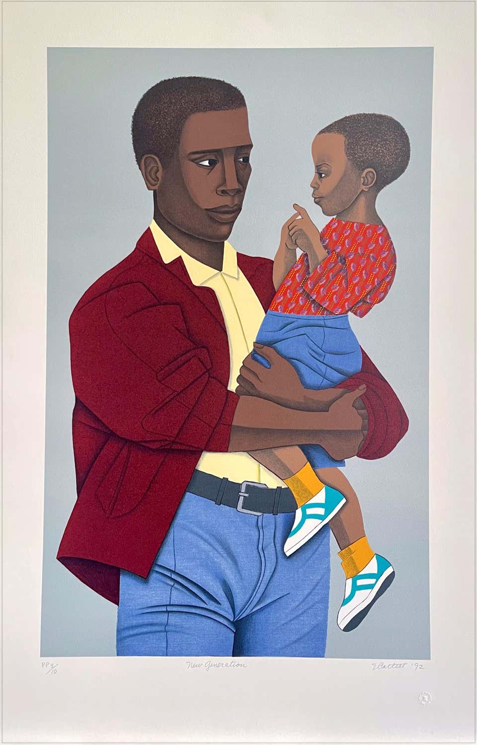 NEW GENERATION Signed Lithograph, Father and Son Portrait
