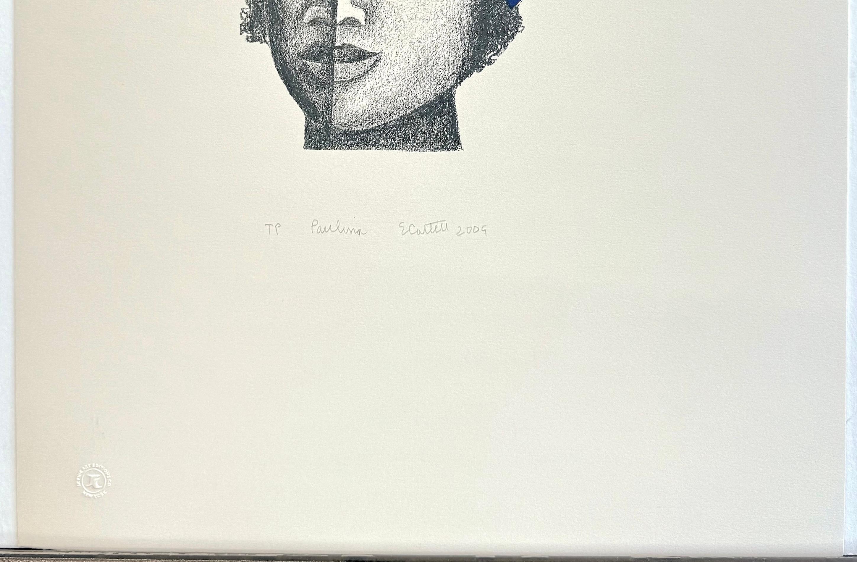 PAULINA ist eine selten zu sehende handgezeichnete Originallithografie der bekannten amerikanischen und mexikanischen Bildhauerin und Grafikerin Elizabeth Catlett in limitierter Auflage. PAULINA wurde im Handlithografie-Verfahren mit hellschwarzer