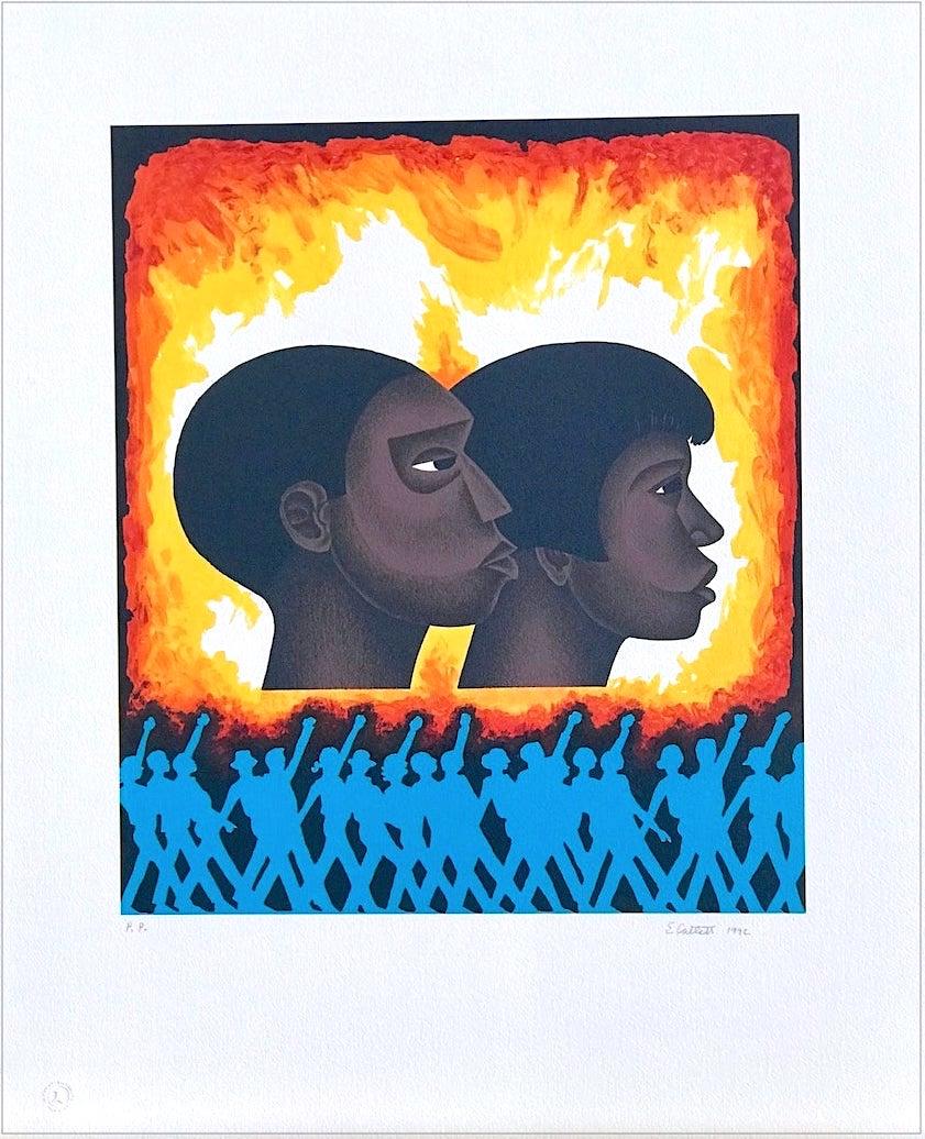 SECOND GENERATION Signed Lithograph, For My People by Margaret Walker, Protest - Print by Elizabeth Catlett