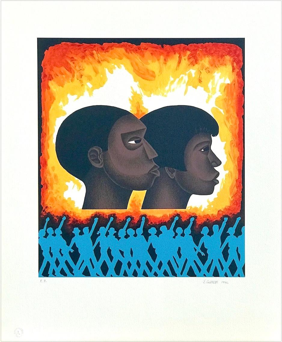 Portrait Print de Elizabeth Catlett - SEGUNDA GENERACIÓN Litografía firmada, Para mi pueblo de Margaret Walker, Protesta