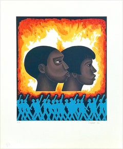 SEGUNDA GENERACIÓN Litografía firmada, Para mi pueblo de Margaret Walker, Protesta
