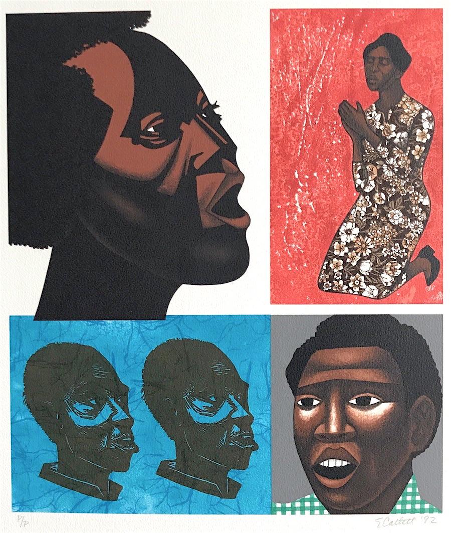 SINGING THEIR SONGS Signed Lithograph, For My People by Margaret Walker - Print by Elizabeth Catlett