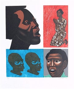 SINGING THEIR SONGS Signed Lithograph, Graphic Portraits, Black Culture 