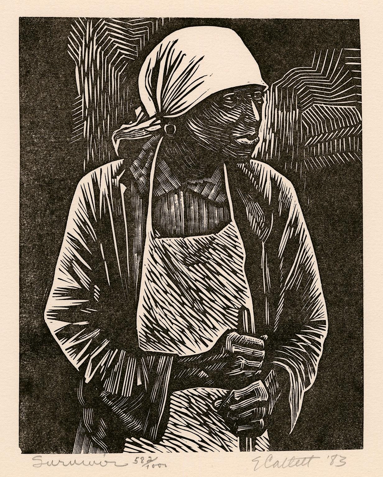 Elizabeth Catlett Figurative Print - 'Survivor' — African American Artist