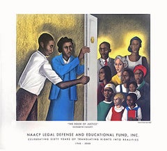 THE DOOR OF JUSTICE Color Lithograph Poster, Social Justice, Lawyer Advocate 