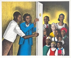 THE DOOR OF JUSTICE Hand Signed Lithograph, Lawyer and Clients, Civil Rights