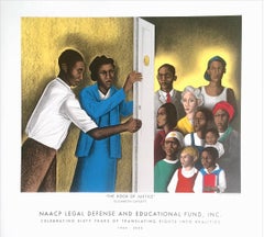THE DOOR OF JUSTICE Rare Poster Edition Lithograph, Black Lawyers, People