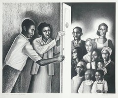 LA PORTA DELLA GIUSTIZIA Litografia firmata, Avvocati neri Diritti civili Giustizia sociale