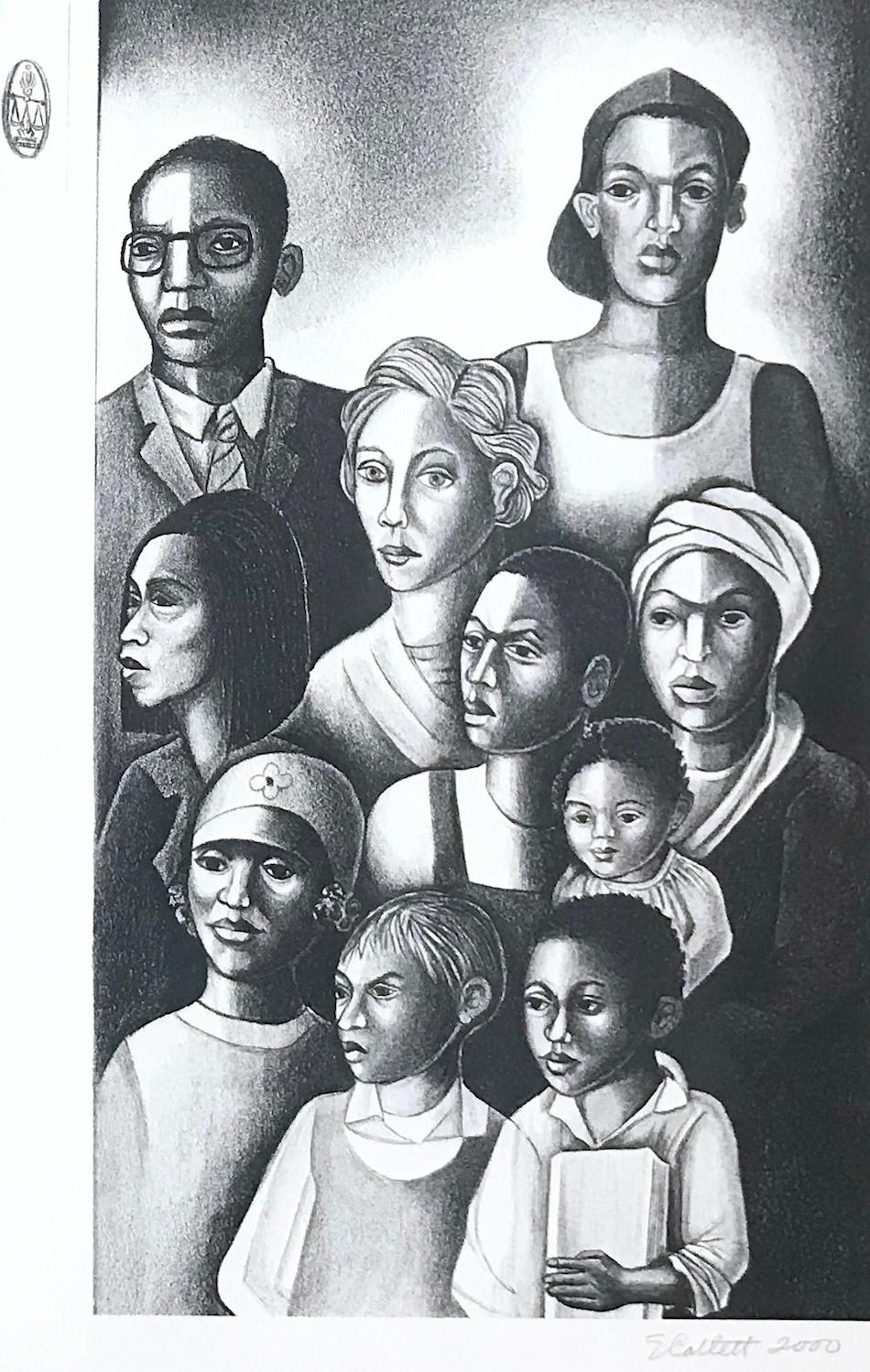 Lithographie signée THE DOOR OF JUSTICE, Black Lawyers Civil Rights Social Justice - Noir Portrait Print par Elizabeth Catlett