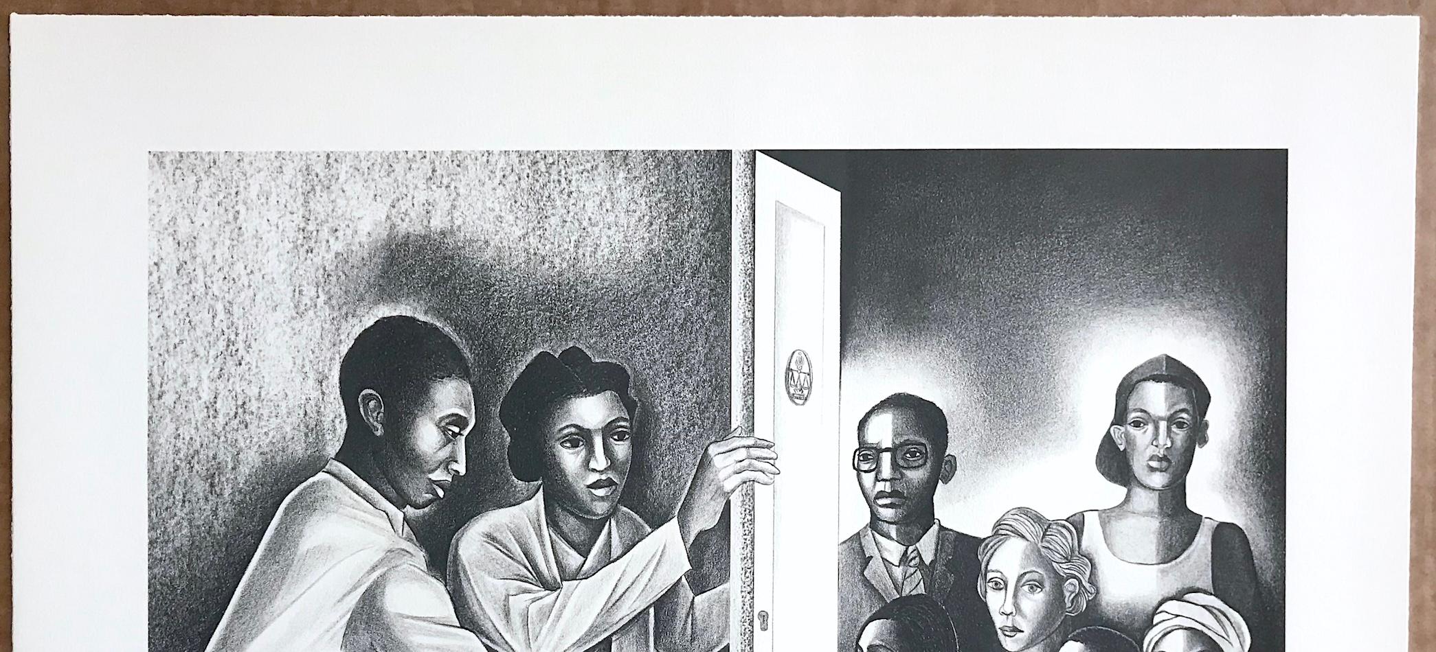 Lithographie signée THE DOOR OF JUSTICE, Black Lawyers Civil Rights Social Justice en vente 2
