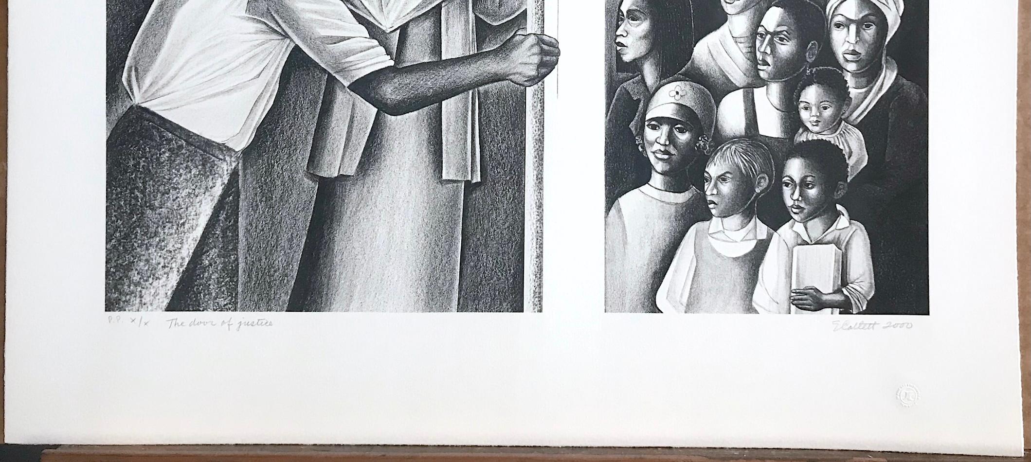 Lithographie signée THE DOOR OF JUSTICE, Black Lawyers Civil Rights Social Justice en vente 3