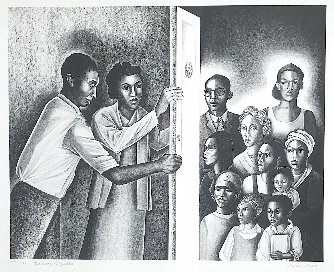THE DOOR OF JUSTICE Signed Lithograph, Black Lawyers Civil Rights Social Justice - Print by Elizabeth Catlett
