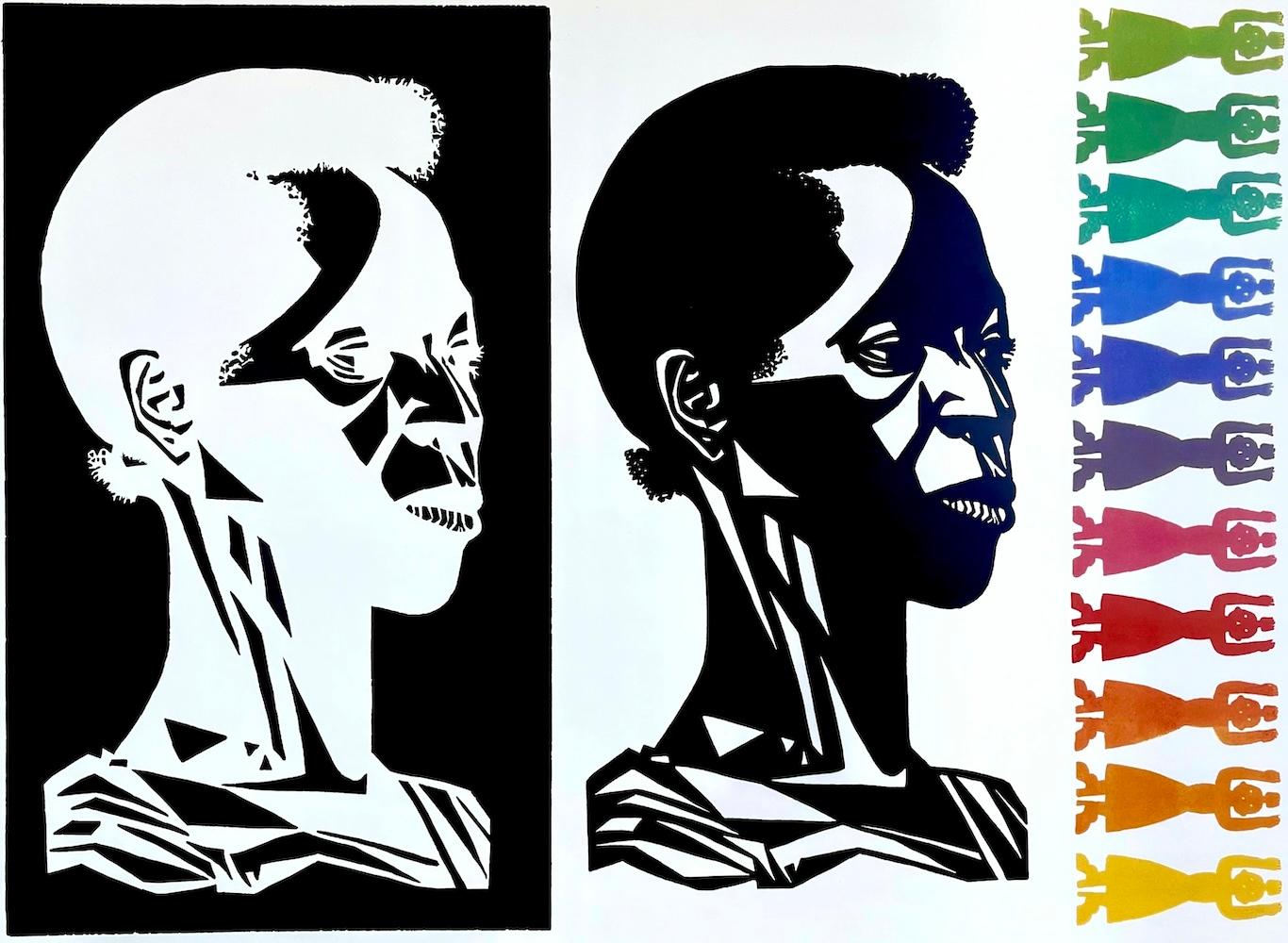 C'È UNA DONNA DI OGNI COLORE 1994 Poster d'epoca, donne nere, colori dell'arcobaleno - Print di Elizabeth Catlett