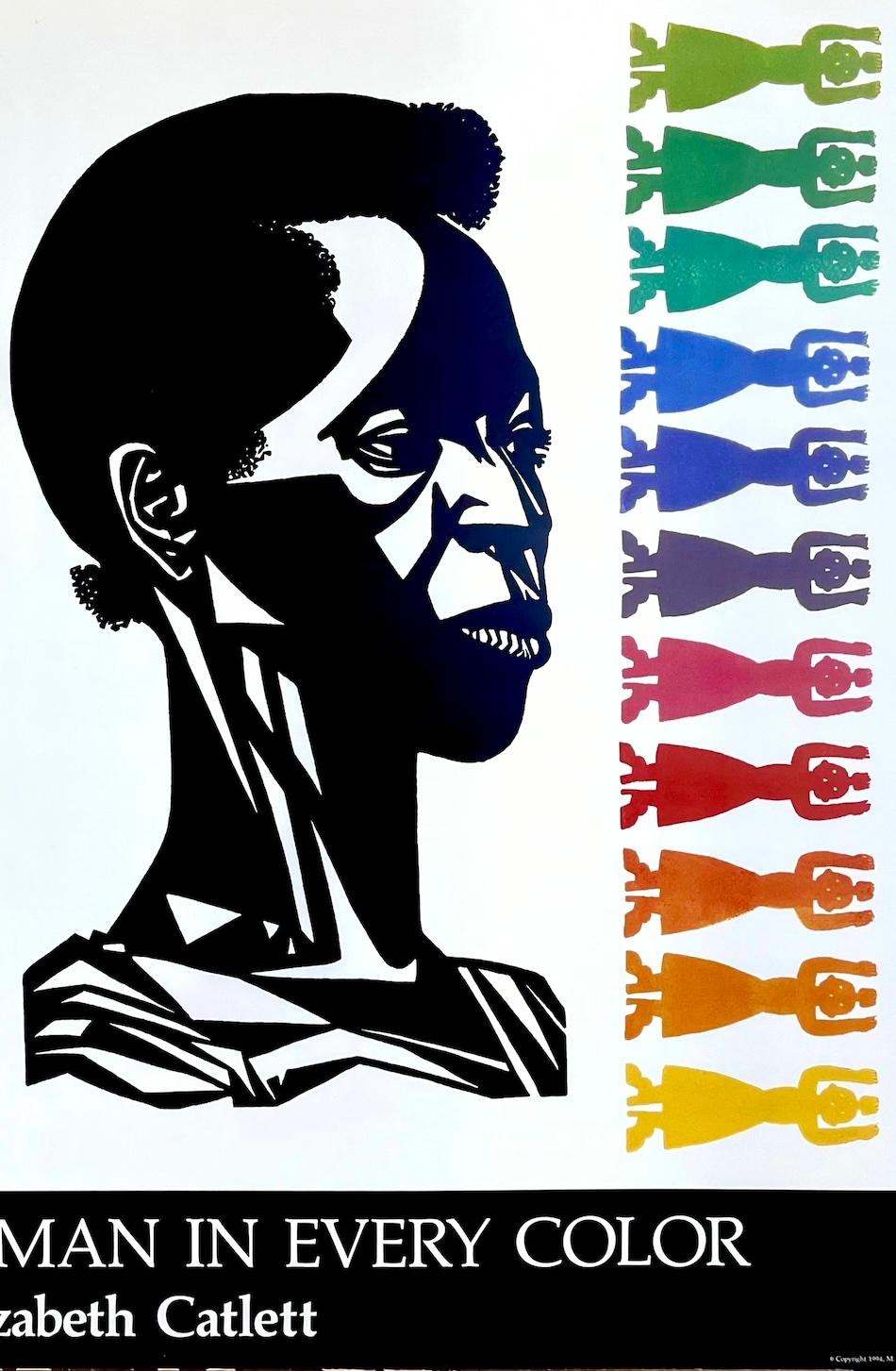 C'È UNA DONNA DI OGNI COLORE 1994 Poster d'epoca, donne nere, colori dell'arcobaleno - Abstract Print Nero di Elizabeth Catlett