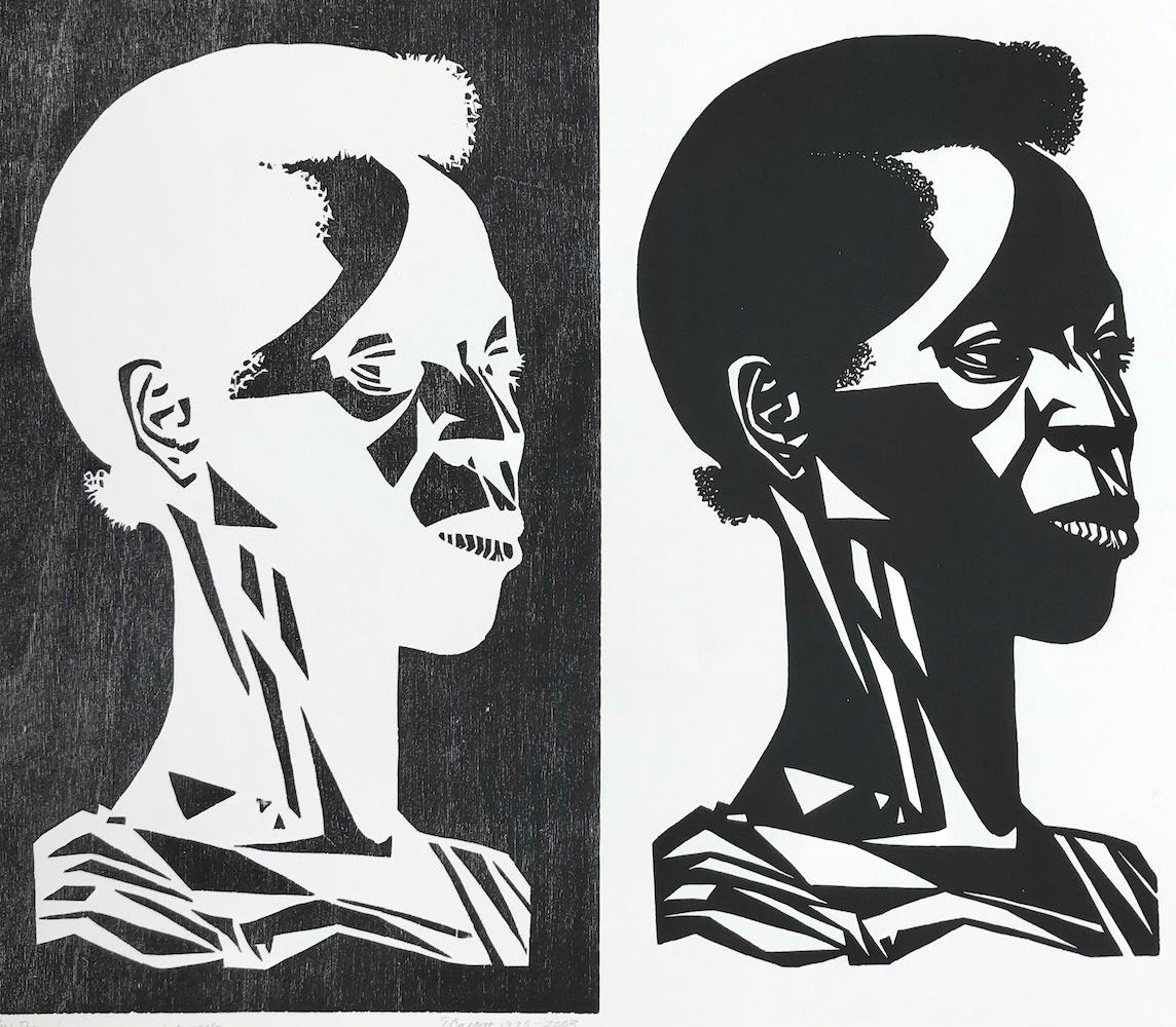 THERE IS A WOMAN IN EVERY COLOR ist ein handgezogener Reliefdruck in limitierter Auflage, der in Linolschnitt-, Holzschnitt- und Siebdrucktechniken auf weißem, 100% säurefreiem Archivpapier erstellt wurde. Mit Bleistift signiert von Elizabeth