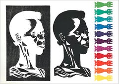 Used THERE IS A WOMAN IN EVERY COLOR Signed Relief Print, Black Woman Rainbow Figures