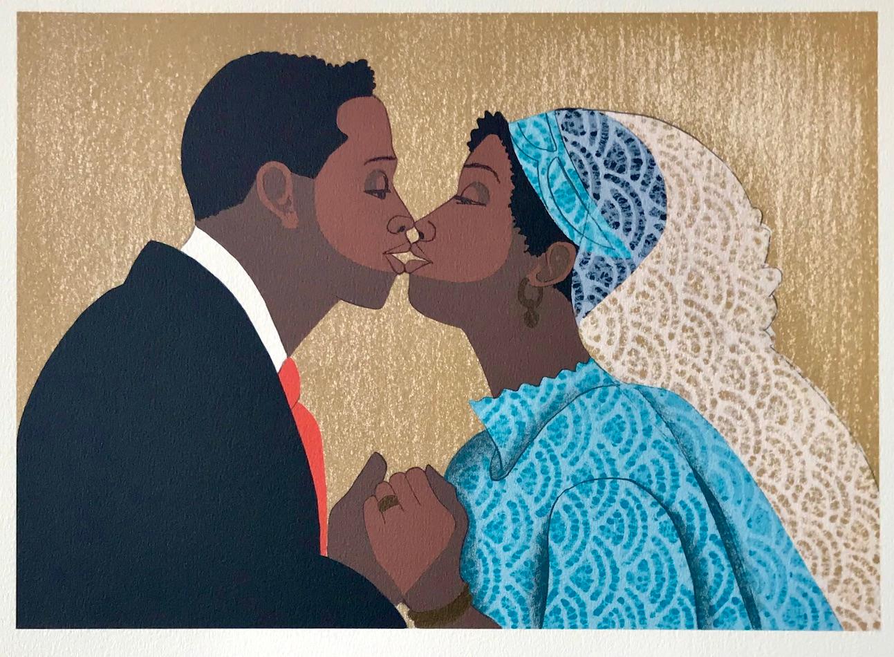 PARA CASARSE Litografía firmada, Para mi gente de Margaret Walker, Novios - Print Contemporáneo de Elizabeth Catlett