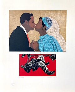 TO MARRY Signed Lithograph, For My People by Margaret Walker, Bride and Groom