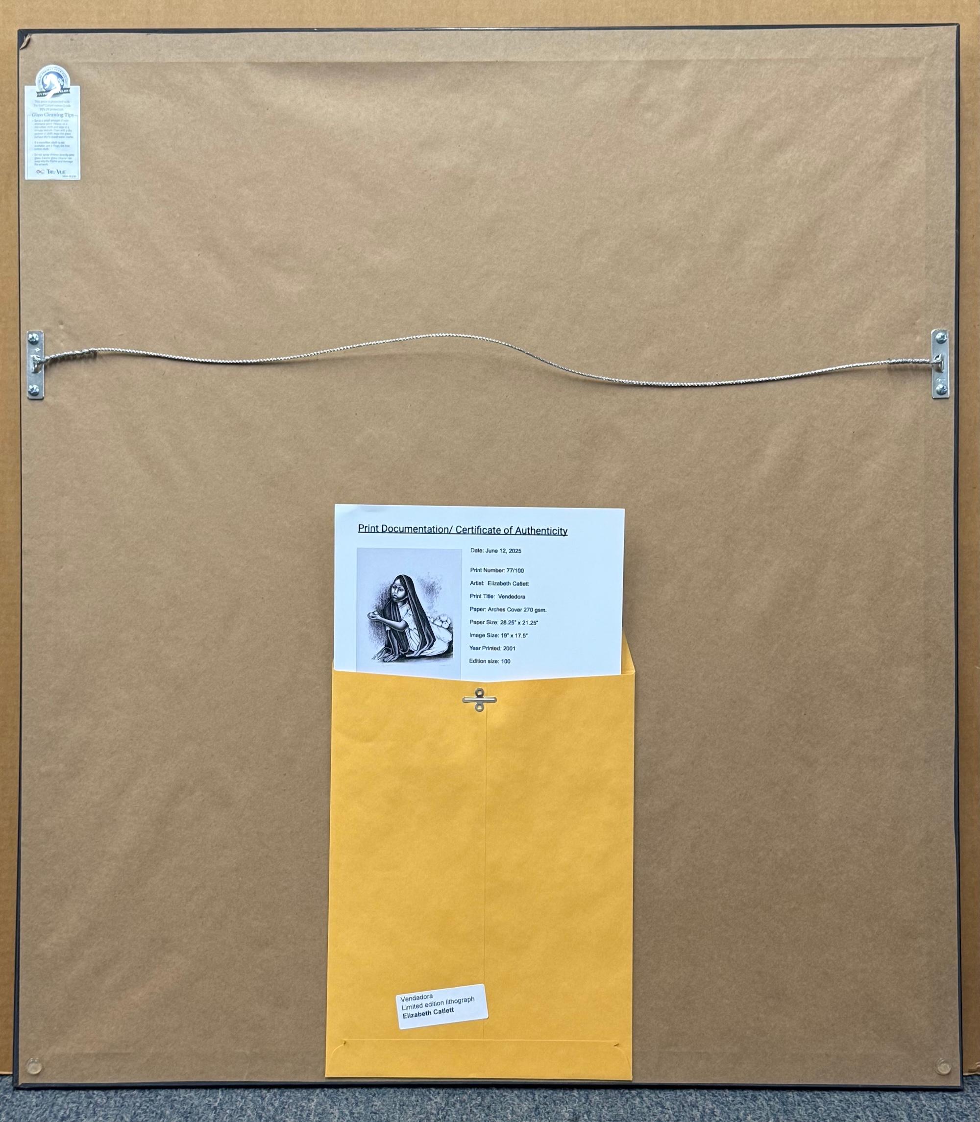 VENDEDORA Signed Lithograph, Portrait Seated Young Girl, Mexican Fruit Seller For Sale 3